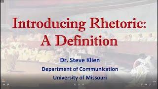 Introduction to Rhetoric  A Definition