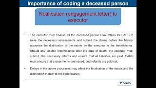 SARS Tax Practitioner Readiness Programme Module 8 - part 5: Deceased Estates - 2024