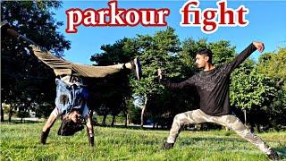 fight | parkour vs kung fu fight 3 | bruce lee  kicks tricks | gymnastics stunts | Fighting jumps