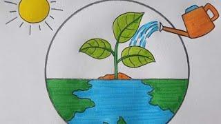 Save the tree save the earth  World Earth Day Drawing || Save Environment Drawing || Save Nature