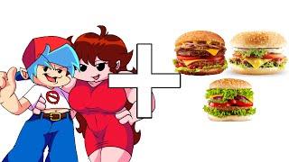 FNF Boyfriend x Girlfriend + 1000 burgers = ??? | Friday Night Funkin FAT animation | FNF Characters