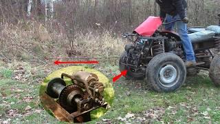 Took a bunch of old gears and made a winch for a quad bike