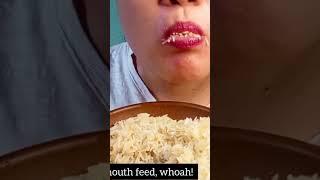 ASMR EATING SOAKED RAW RICE CLIP