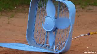 New Blue Lasko Box Fan Destruction