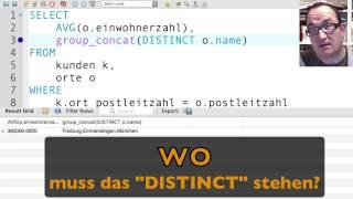 GROUP_CONCAT und DISTINCT in MySQL (mit Übung) (deutsch)