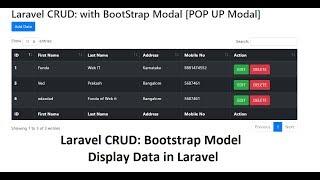 Laravel CRUD: Bootstrap Modal: Fetch Data in Table (POP UP Modal)