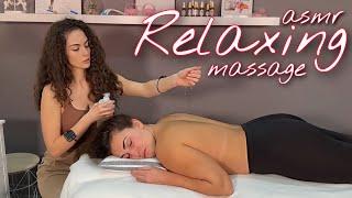 ASMR Relaxing Back Oil Massage and Amazing ASMR Head Massage