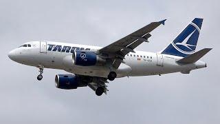 (4K) TAROM Airbus A318 Arrival into Runway 27R London Heathrow Airport