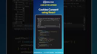 Cookies Consent using Reacts!#webdeveloper #websitedevelopment #coding #javascript #js #reacts #ai