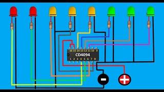 How to Make a Software-Based Vumeter Circuit Using Shift Register IC - CD4093