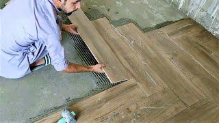 Building Construction Wood floor tiles | Textured wood floors tile Install Process