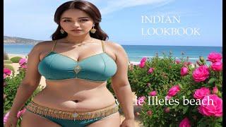 4K AI Art Indian Lookbook Curvy Model - Playa de Illetes | 2025 Special Girl Lookbook