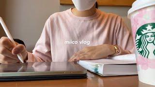 vlog | 早起きして資格勉強をする社会人OLの休日‍ | 朝活したりスタバで春を感じる日々