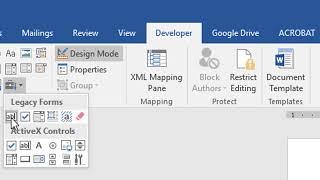 Microsoft Word 2016: Create a Form with Submit Button