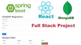 Spring boot with React MongoDB database Full Stack Application