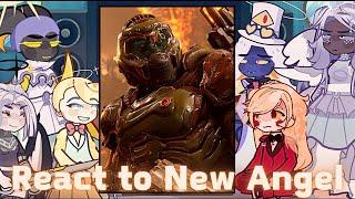 Hazbin Hotel Angels react to doom slayer | Lucifer | Charlie | Gacha life 2 |