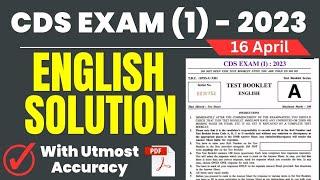 CDS 1 2023 ENGLISH ANALYSIS | Answer Key with Complete Solution