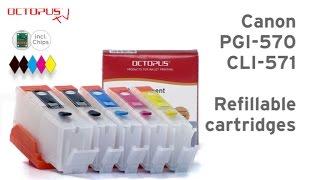 Refillable cartridges for Canon PGI-570 CLI-571 with reset chip