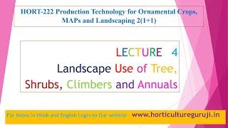 #HORT222 | Lecture 4 Landscape Use of Tree, Shrubs, Climbers and Annuals