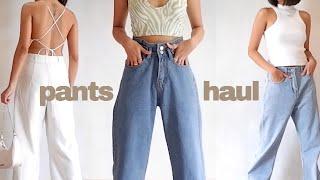 PANTS SHOPEE HAUL (wide leg jeans, high-waisted linen trousers, joggers +outfit ideas) | Martina Pan