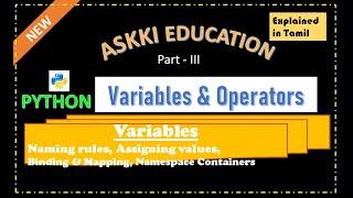 12th Computer Science Chapter 5 - Python - Variables and Operators | English medium Part#3