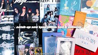 catch-up new kpop album haul + unboxing  aespa, txt, seventeen & kiss of life !