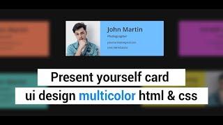 Card UI Design with Multicolor using html & css