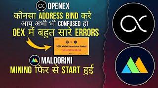 OPENEX BINDING ADDRESS CONFUSION CLEARED | MALDORINI MINING RESTARTED #openex #distribution