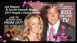 Lee Majors & Farrah Fawcett-Majors kiss at 1977 People's Choice Awards Betamax live recording HD