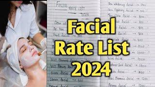 Facial rate List 2024 at Beauty parlour|| facial price list 2024 beauty parlour rate List 2024