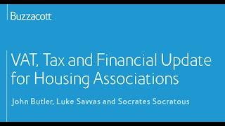 Webinar | VAT, tax and financial update for Housing Associations