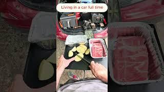 Making dinner living in my car full time #vanlife #carcamping #camping