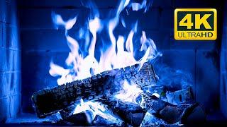  Beautiful Blue Fireplace Flames 4K UHD! Magic Fireplace Burning with blue flames (12 HOURS)