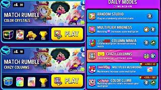 daily modes & rumble | party color climb | show down | knockout | crazy columns bombs away