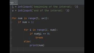 Python - Print All Prime Numbers In Any Interval