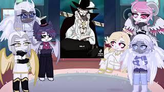 Hazbin Hotel Angels react to mihawk | Luffy gear 5 | Lucifer | Gacha life 2 | onepiece Strawhat