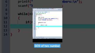 C Program to find GCD of two numbers [code][tutorial]#shorts