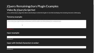 Limit The Number Of Characters In Text Fields Using The remainingchars jQuery Plugin