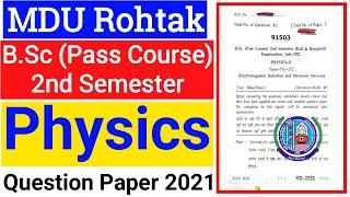 Mdu B.Sc Pass Course Physics 2nd Semester Question Paper | Mdu Bsc Physics 2nd semester paper