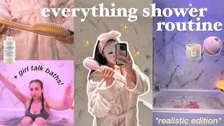 EVERYTHING SHOWER/BATH ROUTINE  girl talk, hygiene essentials, self care, shaving tips, etc..