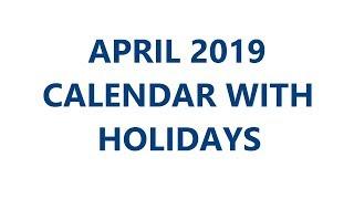 April 2019 Calendar With Holidays