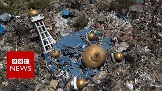 Indonesia tsunami devastation filmed from above - BBC News