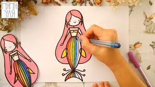 Как рисовать русалочку | Рисуем морскую ПРИНЦЕССУ | Няня Уля Рисование для детей 2+