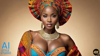 4K AI Art Lookbook Video of AI Girl ｜ Headshot of African Model in Colorful Attire