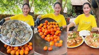 Fat Ocean Crab cooked by Mommy Chef Sros | Blue Crab Stir fry yummy | Cooking with Sros