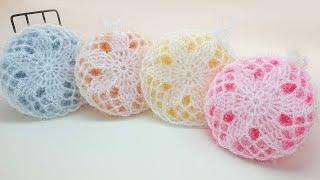 25 레이스 평면 수세미 뜨기 / 코바늘 수세미 /  Crochet Dish Scrubby / flower crochet