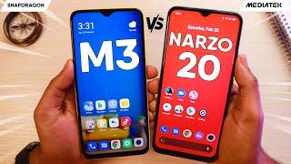 POCO M3 vs. Realme Narzo 20 Speed Test | Snapdragon 662 vs. Mediatek G85!