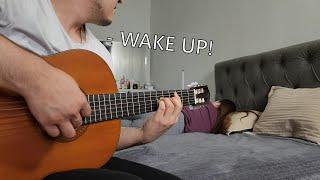 "Wake me up without a guitar"