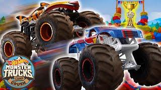 Exciting Racing to Win the Champions Cup!  + More Hot Wheels Monster Truck Adventures!