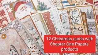 Making 12 Christmas cards with Chapter One Papers' junk journal kits